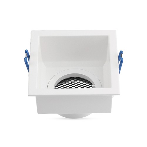 GU10 inbouwspot, vierkant - Anti-glare, wit, aluminium, Honeycomb, gat: 80x80mm, zonder lichtbron