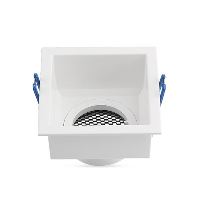 GU10 inbouwspot, vierkant - Anti-glare, wit, aluminium, Honeycomb, gat: 80x80mm, zonder lichtbron