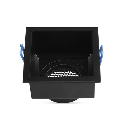 GU10 inbouwspot, vierkant zwart - Honeycomb anti-glare, aluminium, gat: 80x80mm