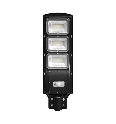 12W solcelle LED straatlamp - 1200lm, IP65, 6000K, zwart, incl. zonnepaneel en batterij