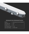 150cm 48W waterdicht compleet LED armatuur met noodverlichting - 120lm/W, IP65, 6500K, doorvoerbedrading