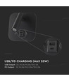 8W LED bed-wandlamp met USB-oplader - Zwart, 3000K, CREE chip, USB-A en USB-C