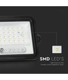 50W Solcelle LED breedstraler - 700lm, CCT 2000K-8000K, batterij-indicator, zwart, buiten