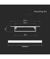 2000mm VT-71002 montageset - met diffuser voor LED-strip, ingebouwd, 40x10mm, zilver