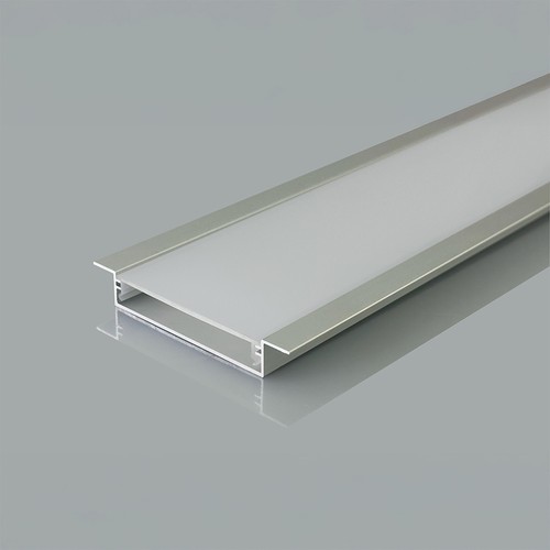 2m inbouwprofiel voor LED strips - Zilver aluminium, incl. cover, voor strips tot 48,2mm, IP20
