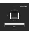 2m vloerprofiel voor LED strips - 17x14mm, incl. cover, opbouw