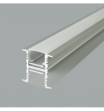 2m inbouwprofiel, aluminium - Incl. cover, voor LED strips tot 14,1mm, zilver, IP20