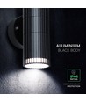 Dubbele wandlamp zwart met up/down licht - Buiten