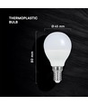 E14 6,5W LED kogellamp - P45, Samsung LED chip, 600lm, 180°