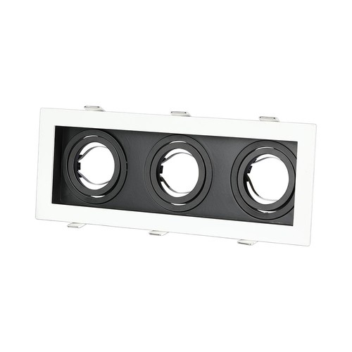 3xGU10 inbouwspot, vierkant - Wit/Zwart, aluminium, zonder lichtbron, gat: Ø256x85mm, afmetingen: 270x100mm