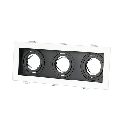 3xGU10 inbouwspot, vierkant - Wit/Zwart, aluminium, zonder lichtbron, gat: Ø256x85mm, afmetingen: 270x100mm