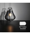 E27 Designer pendel, Ø42cm - Mat zwart, decoratieve plafondlamp, zonder lichtbron