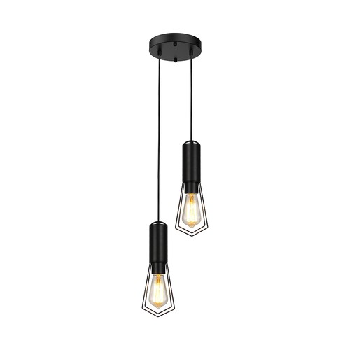 Designer hanglamp voor 2xE27 - Mat zwart, Ø11x31,7cm, exclusief lichtbron