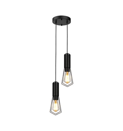 Designer hanglamp voor 2xE27 - Mat zwart, Ø11x31,7cm, exclusief lichtbron