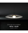 Designer hanglamp - Ø60cm, G9 fitting, zwart/wit metaal en glas, exclusief lichtbron
