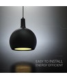 E27 Designer hanglamp, Ø28cm - Zwart, metaal en keramiek, exclusief lichtbron, max 60W