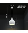 E27 Designer hanglamp, Ø28cm - Keramiek en metaal, wit, exclusief lichtbron