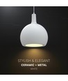 E27 Designer hanglamp, Ø28cm - Keramiek en metaal, wit, exclusief lichtbron
