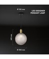 E27 designer pendelophanging - Ø10cm, geborsteld messing en rookglas, exclusief lichtbron