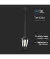 E27 plafondlamp, mat zwart - IP44, aluminium en glas, max 60W, 17x17x84cm, zonder lichtbron