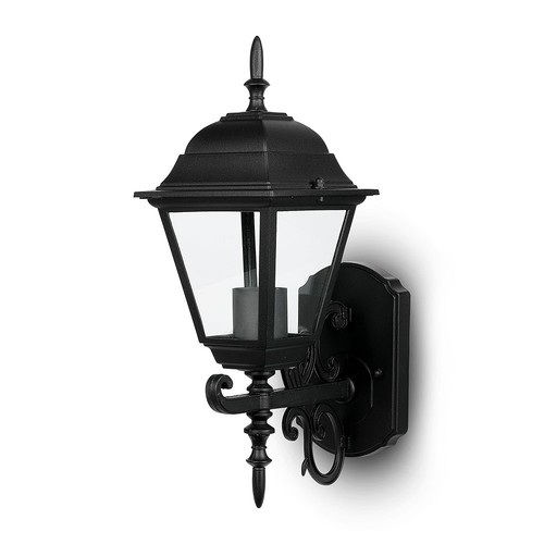 E27 buitenwandlamp - Mat zwart, IP44, opwaarts licht, zonder lichtbron