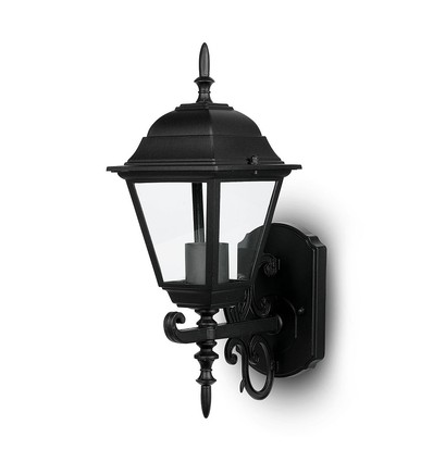 E27 buitenwandlamp / lantaarn - Mat zwart, IP44, opwaarts licht, exclusief lichtbron