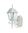 E27 buiten wandlamp, wit - Lantaarn, opwaarts, IP44, aluminium en glas