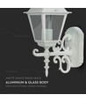 E27 buiten wandlamp, wit - Lantaarn, opwaarts, IP44, aluminium en glas