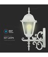 E27 buiten wandlamp, wit - Lantaarn, opwaarts, IP44, aluminium en glas
