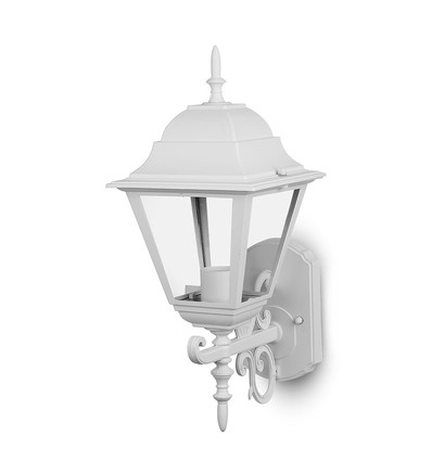 E27 wandlamp Large - Mat wit, aluminium en glas, 44,5cm hoog, zonder lichtbron