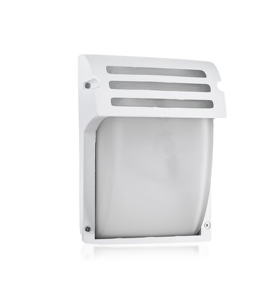 E27 wandlamp - Mat wit, IP44, aluminium en glas, zonder lichtbron