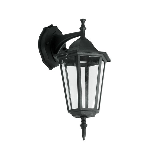 E27 buiten wandlamp - Zwart, aluminium en glas, klassieke lantaarn, zonder lichtbron