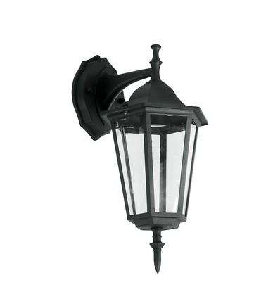 E27 buiten wandlamp - Zwart, aluminium en glas, klassieke lantaarn, zonder lichtbron