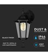 E27 buiten wandlamp - Zwart, aluminium en glas, klassieke lantaarn, zonder lichtbron