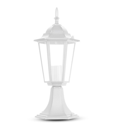 40cm witte tuinlamp, E27 - Mat wit, IP44, aluminium, zonder lichtbron