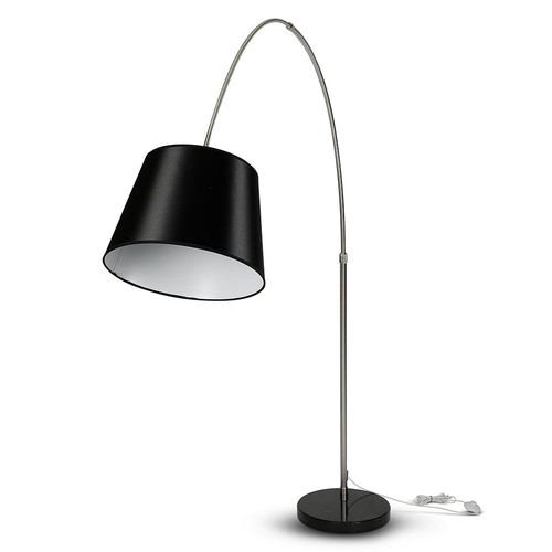 Zwarte LED vloerlamp met marmeren voet - E27 fitting, max 60W, 192cm hoog, modern design