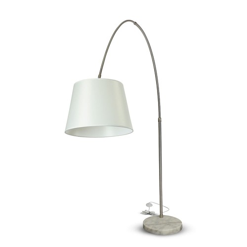 E27 vloerlamp met marmeren voet, 192cm - Ivoor, metaal, max 60W, zonder lichtbron