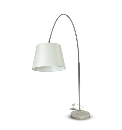 E27 vloerlamp met marmeren voet, 192cm - Ivoor, metaal, max 60W, zonder lichtbron