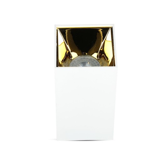 GU10 vierkante opbouwspot - Wit/Goud, aluminium, max 35W, 8x8cm