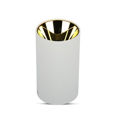 GU10 opbouwspot - Wit / Goud, Ø8cm, aluminium, zonder lichtbron