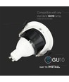 GU10 halfrond armatuur - Wit/zwart, aluminium, IP20 binnenshuis, zonder lichtbron