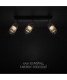 18W LED designer plafondlamp met 3 spots - 2160lm, 3000K, mat zwart, verstelbaar, incl. lichtbron