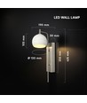 190x120x430 mm VT-89021 wandlamp 10W - LED, decoratief, 3000K, geborsteld nikkel + wit