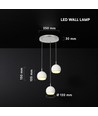 3x10W LED designer hanglamp - 3600lm, 3000K, geborsteld nikkel, witte afwerking