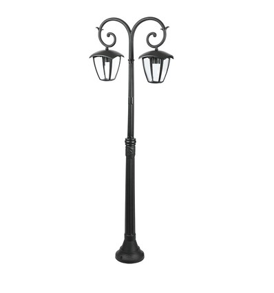 141cm tuinlamp met 2 koppen - Zwart, aluminium, IP44 buiten, 2x E27 fitting, zonder lichtbron