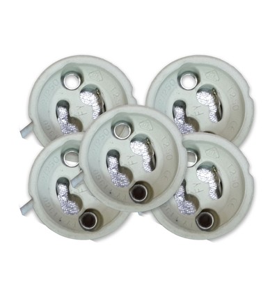 5 stuks GU10 fitting keramiek - Incl. 15cm siliconenkabel, 2A