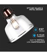 Vintage hanglamp van transparant glas, E27 fitting - Zwarte basis, max 60W, Ø79,1cm, zonder lichtbron