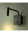 3W LED bed/hotel wandlamp met USB en schakelaar - Zwart, 3000K, COB CREE chip, 12x12 cm