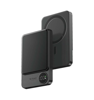 10000mAh draadloze magnetische powerbank, 20W - Ultra-dun, aluminium, MagSafe, digitaal display, space grey