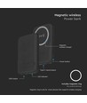 10000mAh magnetische draadloze powerbank, 20W - Zwart, incl. metalen ring